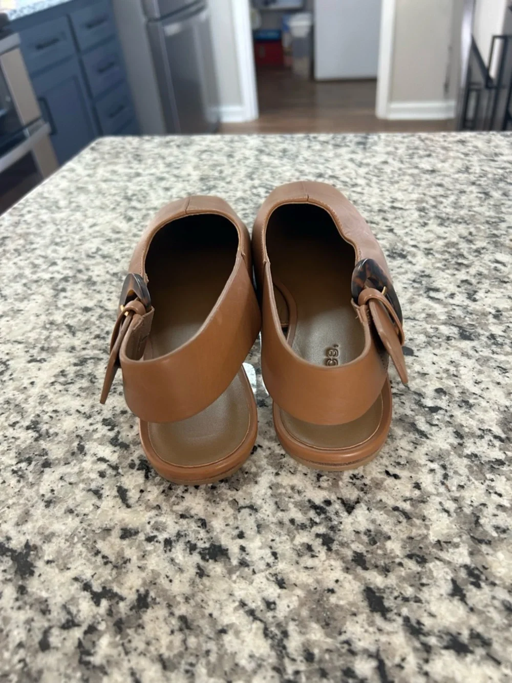 Vince Cadot Tortoise Buckle Slingback Flats Leather Peanut 7.5 - Picture 5 of 11
